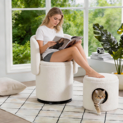 ACKERMAN Fauteuil Tonneau Capitonné Élégant : Tabouret Pivotant 360° Pour Chambre Et Salle À Manger, Rangement Intégré, Fauteuil D'Appoint Moelleux, Multifonctionnel Pour Maquillage/salle À Manger - Publicité ACKERMAN Fauteuil Tonneau Capitonné Élégant : Tabouret Pivotant 360° Pour Chambre Et Salle À Manger, Rangement Intégré, Fauteuil D'Appoint Moelleux, Multifonctionnel Pour Maquillage/salle À Manger - Publicité