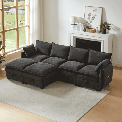 ACKERMAN Canapé En Forme De U Avec Rangement, Ensemble De Canapé Modulaire, Composé De Quatre Éléments Assis Et Deux Poufs, Canapé Moderne Avec Coussins Et Coussins D'Accoudoirs, Revêtement En Chenille, Cadre - Publicité ACKERMAN Canapé En Forme De U Avec Rangement, Ensemble De Canapé Modulaire, Composé De Quatre Éléments Assis Et Deux Poufs, Canapé Moderne Avec Coussins Et Coussins D'Accoudoirs, Revêtement En Chenille, Cadre - Publicité