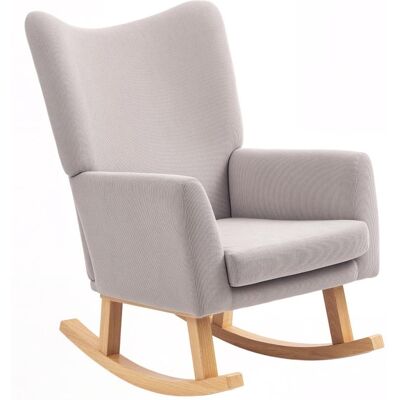 OEM Fauteuil À Bascule De Style Rétro, Revêtement En Velours Côtelé, Bois D'Hévéa, Rembourrage En Mousse, Dossier Haut, Fauteuil Rembourré, Gris Clair - Publicité OEM Fauteuil À Bascule De Style Rétro, Revêtement En Velours Côtelé, Bois D'Hévéa, Rembourrage En Mousse, Dossier Haut, Fauteuil Rembourré, Gris Clair - Publicité
