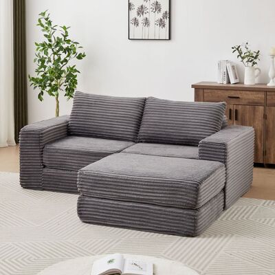 ACKERMAN Cord-zwei-in-eins-schlafsofa,corduroy 2-in-1 Sofa Bed With Two Pillows, Classic Square Armrests, Removable Footstool, Modular Sofa With Flexible Configuration - Publicité ACKERMAN Cord-zwei-in-eins-schlafsofa,corduroy 2-in-1 Sofa Bed With Two Pillows, Classic Square Armrests, Removable Footstool, Modular Sofa With Flexible Configuration - Publicité