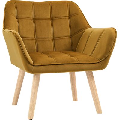 DEVOKO Fauteuil D'Appoint Jaune Style Scandinave Revêtement Velours Pieds Caoutchouc Charge 120kg - Publicité DEVOKO Fauteuil D'Appoint Jaune Style Scandinave Revêtement Velours Pieds Caoutchouc Charge 120kg - Publicité
