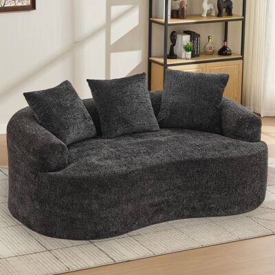 ACKERMAN Canapé D'Amour Incurvé, Petit Canapé En Chenille Avec 3 Coussins, Canapé Profond Pour Appartement Et Salon, Pas De Montage Requis - Publicité ACKERMAN Canapé D'Amour Incurvé, Petit Canapé En Chenille Avec 3 Coussins, Canapé Profond Pour Appartement Et Salon, Pas De Montage Requis - Publicité