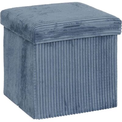 Pouf Coffre Pliable "arum" Velours Côtelé Atmosphera - Bleu - - Publicité Pouf Coffre Pliable "arum" Velours Côtelé Atmosphera - Bleu - - Publicité