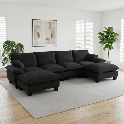 OEM Canapé En Forme De U À Six Places, Revêtu D'Un Tissu Chenille Confortable Et Doté D'Un Pouf Amovible, Idéal Pour Les Salons Et Les Appartements. Publicité OEM Canapé En Forme De U À Six Places, Revêtu D'Un Tissu Chenille Confortable Et Doté D'Un Pouf Amovible, Idéal Pour Les Salons Et Les Appartements. Publicité