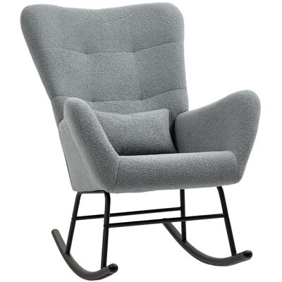 OEM Fauteuil À Bascule, Revêtement Peluche, Coussin Lombaire Antidérapant, Jusqu'à 120 Kg, Gris - Publicité OEM Fauteuil À Bascule, Revêtement Peluche, Coussin Lombaire Antidérapant, Jusqu'à 120 Kg, Gris - Publicité