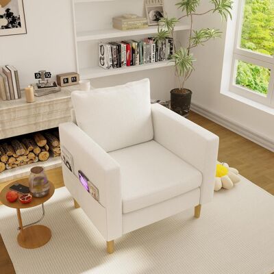 OEM Fauteuil De Détente Une Place Avec Sac De Rangement Et Coussin Confortable, Idéal Pour Les Intérieurs De Style Nordique Et Les Coins Lecture. (chenille Beige) - Publicité OEM Fauteuil De Détente Une Place Avec Sac De Rangement Et Coussin Confortable, Idéal Pour Les Intérieurs De Style Nordique Et Les Coins Lecture. (chenille Beige) - Publicité