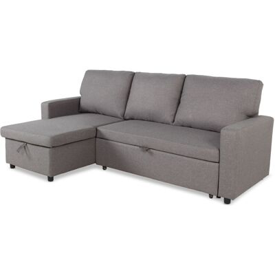 MENZZO Canapé Convertible Avec Angle Réversible Baleares Tissu Gris Clair - Publicité MENZZO Canapé Convertible Avec Angle Réversible Baleares Tissu Gris Clair - Publicité