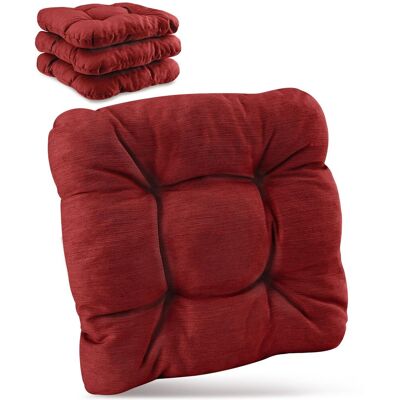 BEAUTISSU Lot De 4 Coussins De Chaise Haut De Gamme Rouges Highlux Sk, 40 X 40 X 8 Cm - Publicité BEAUTISSU Lot De 4 Coussins De Chaise Haut De Gamme Rouges Highlux Sk, 40 X 40 X 8 Cm - Publicité