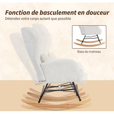 OEM Fauteuil À Bascule Rocking Chair Coussin Assise Rembourrée Dossier Haut 67x88x104 Cm Blanc - Publicité OEM Fauteuil À Bascule Rocking Chair Coussin Assise Rembourrée Dossier Haut 67x88x104 Cm Blanc - Publicité