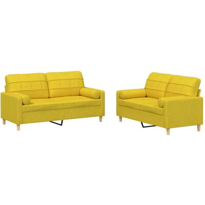 Maison Exclusive - Ensemble De Canapés 2 Pcs Avec Coussins Jaune Clair Tissu - Publicité Maison Exclusive - Ensemble De Canapés 2 Pcs Avec Coussins Jaune Clair Tissu - Publicité