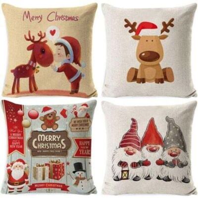 OEM 4 Housses Coussin Noel 45x45cm Deco Canapé Taie D'Oreiller En Lin Et Coton Deco Noel Interieur Maison - Publicité OEM 4 Housses Coussin Noel 45x45cm Deco Canapé Taie D'Oreiller En Lin Et Coton Deco Noel Interieur Maison - Publicité