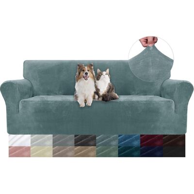 OEM 1 Housse De Canapé, Velours, Extensible, 3 Places, Antidérapant, Protection Animaux, Lavable, Bleu Gris - Publicité OEM 1 Housse De Canapé, Velours, Extensible, 3 Places, Antidérapant, Protection Animaux, Lavable, Bleu Gris - Publicité