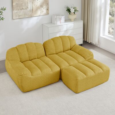 ACKERMAN Canapé Sans Ossature Modulaire En L 2 Places Avec 1 Pouf, Forme De Coquillage, Coussins D'Assise Profonds, Canapé Pour Salon, Aucun Montage Requis, Jaune - Publicité ACKERMAN Canapé Sans Ossature Modulaire En L 2 Places Avec 1 Pouf, Forme De Coquillage, Coussins D'Assise Profonds, Canapé Pour Salon, Aucun Montage Requis, Jaune - Publicité