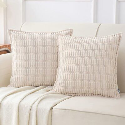 OEM Lot De 2 Housses De Coussin En Velours Côtelé, Décoratives Pour Canapé, Salon, Beige, 45x45 Cm. Publicité OEM Lot De 2 Housses De Coussin En Velours Côtelé, Décoratives Pour Canapé, Salon, Beige, 45x45 Cm. Publicité