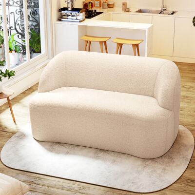 OEM Canapé 2 Places 142cm En Tissu Bouclette - Dossier & Assise Incurvés, Aucun Assemblage Requis, Beige - Publicité OEM Canapé 2 Places 142cm En Tissu Bouclette - Dossier & Assise Incurvés, Aucun Assemblage Requis, Beige - Publicité