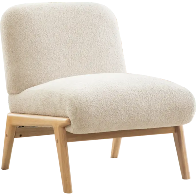 SANS MARQUE Fauteuil Relax Beige- Tissu Velours Et Pieds En Bois Massif -sans Accoudoirs,design Scandinave Pour Salon/chambre/balcon - Publicité SANS MARQUE Fauteuil Relax Beige- Tissu Velours Et Pieds En Bois Massif -sans Accoudoirs,design Scandinave Pour Salon/chambre/balcon - Publicité