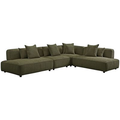 VENTE-UNIQUE Canapé D'Angle Modulable En Tissu Bouclette Vert Kaki Lelaco - Publicité VENTE-UNIQUE Canapé D'Angle Modulable En Tissu Bouclette Vert Kaki Lelaco - Publicité