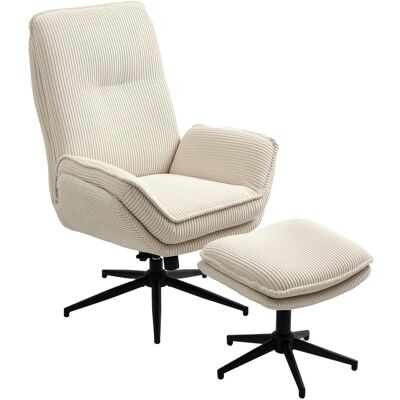 OEM Fauteuil Salon Avec Repose-pieds, Chaise Pivotante, Dossier Inclinable, Assise Rembourrée, 72 X 83 X 107 Cm, Beige - Publicité OEM Fauteuil Salon Avec Repose-pieds, Chaise Pivotante, Dossier Inclinable, Assise Rembourrée, 72 X 83 X 107 Cm, Beige - Publicité