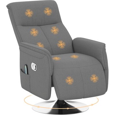 OEM Fauteuil Relax Massant Fauteuil De Relaxation Inclinable Pivotant Dossier Et Repose-pieds Réglable 68,5x77x117cm Gris - Publicité OEM Fauteuil Relax Massant Fauteuil De Relaxation Inclinable Pivotant Dossier Et Repose-pieds Réglable 68,5x77x117cm Gris - Publicité