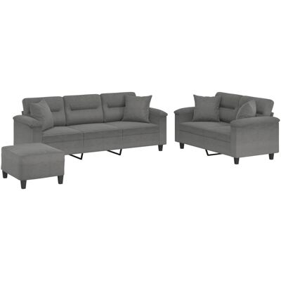 Maison Exclusive - Ensemble De Canapés 3 Pcs Coussins Gris Foncé Tissu Microfibre - Publicité Maison Exclusive - Ensemble De Canapés 3 Pcs Coussins Gris Foncé Tissu Microfibre - Publicité