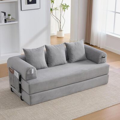 OEM Ce Canapé Pliable Et Compressible Est Doté D'Une Structure Métallique Robuste, De Poches Latérales Et De Trois Coussins, - Publicité OEM Ce Canapé Pliable Et Compressible Est Doté D'Une Structure Métallique Robuste, De Poches Latérales Et De Trois Coussins, - Publicité