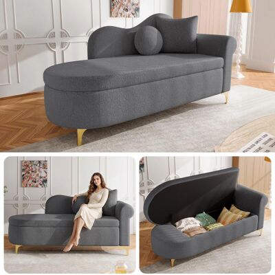 OEM Chaise Longue Multifonctionnelle Avec Rangement, 134 Cm, Design Moderne, Dossier Ondulé, Tissu Peluche, Coussin D'Assise Haute Densité Avec Coussin Lombaire Et Coussin Cervical. Publicité OEM Chaise Longue Multifonctionnelle Avec Rangement, 134 Cm, Design Moderne, Dossier Ondulé, Tissu Peluche, Coussin D'Assise Haute Densité Avec Coussin Lombaire Et Coussin Cervical. Publicité