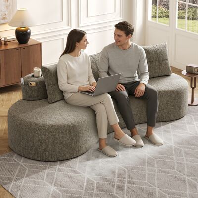 ALLAUVE Canapé Kaki En Lin Respirant, Design Unique, 4 Coussins, Mousse Haute Densité Et Ressorts, Porte-verre, Poche Latérale – Confortable, Idéal Pour Salon, Chambre D’amis Ou Balcon. Publicité ALLAUVE Canapé Kaki En Lin Respirant, Design Unique, 4 Coussins, Mousse Haute Densité Et Ressorts, Porte-verre, Poche Latérale – Confortable, Idéal Pour Salon, Chambre D’amis Ou Balcon. Publicité