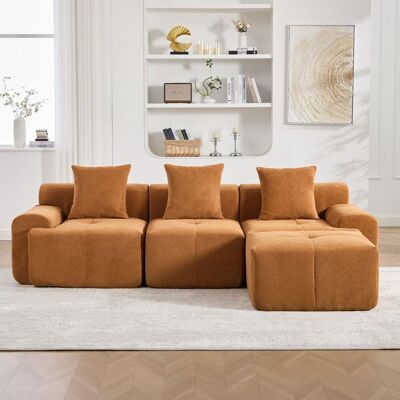 OEM Canapé D'Angle Moderne En Forme De Nuage, Coloris Orange, Canapé 3 Places En Mousse À Mémoire De Forme Compressée, Livré Monté, Dimensions : 268 × 102 × 78 Cm - Publicité OEM Canapé D'Angle Moderne En Forme De Nuage, Coloris Orange, Canapé 3 Places En Mousse À Mémoire De Forme Compressée, Livré Monté, Dimensions : 268 × 102 × 78 Cm - Publicité