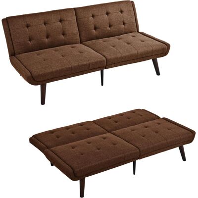 OEM Canapé-lit Futon Pliable, 146 Cm, Avec Dossier Réglable 5 Positions, Canapé Deux Places Moderne Idéal Pour Les Petits Espaces, Lit D'Appoint Ou Salon, Marron - Publicité OEM Canapé-lit Futon Pliable, 146 Cm, Avec Dossier Réglable 5 Positions, Canapé Deux Places Moderne Idéal Pour Les Petits Espaces, Lit D'Appoint Ou Salon, Marron - Publicité