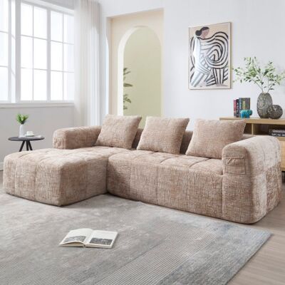 XISRENS Canapé D'Angle Moderne, Canapé En L, Canapé 3 Places, Livré Monté, Canapé En Chenille Avec Méridienne Et Accoudoirs, 3 Coussins, Poche Latérale Pour Télécommande, Kaki - Publicité XISRENS Canapé D'Angle Moderne, Canapé En L, Canapé 3 Places, Livré Monté, Canapé En Chenille Avec Méridienne Et Accoudoirs, 3 Coussins, Poche Latérale Pour Télécommande, Kaki - Publicité