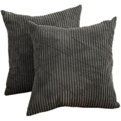 OEM Lot De 2 Housses De Coussin En Velours Côtelé Rayé Uni, 50x50 Cm, Gris Foncé, Décoratives Pour Canapé, Chaise. Publicité OEM Lot De 2 Housses De Coussin En Velours Côtelé Rayé Uni, 50x50 Cm, Gris Foncé, Décoratives Pour Canapé, Chaise. Publicité