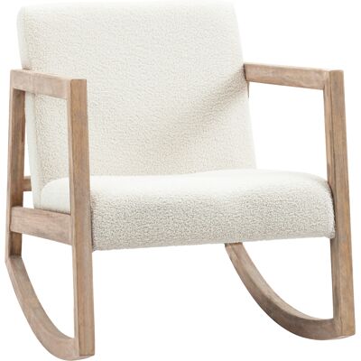 OEM Fauteuil À Bascule Fauteuil Allaitement Rocking Chair En Tissu Effet Laine Bouclée Avec Pieds En Bois Massif D'Hévéa, Chaise À Bascule Pour Chambre, Salon - 60 X 81 X 71 Cm Blanc Crème - Publicité OEM Fauteuil À Bascule Fauteuil Allaitement Rocking Chair En Tissu Effet Laine Bouclée Avec Pieds En Bois Massif D'Hévéa, Chaise À Bascule Pour Chambre, Salon - 60 X 81 X 71 Cm Blanc Crème - Publicité