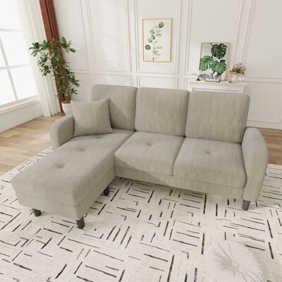 ALLAUVE Canapé D'Angle En L Modulaire 3 Places Avec Méridienne, 166x118x77 Cm, Revêtement En Velours Côtelé, Piètement En Plastique, Parfait Pour Salon, Appartement Ou Bureau - Publicité ALLAUVE Canapé D'Angle En L Modulaire 3 Places Avec Méridienne, 166x118x77 Cm, Revêtement En Velours Côtelé, Piètement En Plastique, Parfait Pour Salon, Appartement Ou Bureau - Publicité