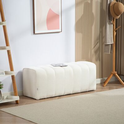 OEM Banc Bout De Lit Banquette Rembourrée (110x40x44cm) - Style Moderne, Ottoman Tissu Aspect Lin, Crème - Publicité OEM Banc Bout De Lit Banquette Rembourrée (110x40x44cm) - Style Moderne, Ottoman Tissu Aspect Lin, Crème - Publicité