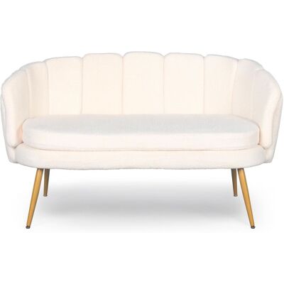 MENZZO Canapé 2 Places Arrondi Brenda Tissu Bouclette Beige - Publicité MENZZO Canapé 2 Places Arrondi Brenda Tissu Bouclette Beige - Publicité