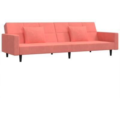 DESIGN IN Canapé Sofa-lit À 2 Places Avec Deux Oreillers Rose Velours - Publicité DESIGN IN Canapé Sofa-lit À 2 Places Avec Deux Oreillers Rose Velours - Publicité