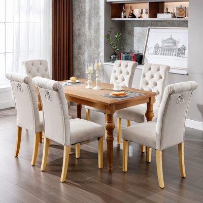 DEVOKO Lot De 6 Fauteuils Velours Beige, Pieds Chêne, Poignée Et Éléments Chromés, Pour Chambre, Cuisine Et Espace Détente Design - Publicité DEVOKO Lot De 6 Fauteuils Velours Beige, Pieds Chêne, Poignée Et Éléments Chromés, Pour Chambre, Cuisine Et Espace Détente Design - Publicité