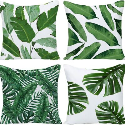 OEM Lot De 4 Housses De Coussin Tropicales, Motifs Feuilles Vertes, 45x45 Cm, Pour Canapé, Lits, Chaises, Voiture, Salon. Publicité OEM Lot De 4 Housses De Coussin Tropicales, Motifs Feuilles Vertes, 45x45 Cm, Pour Canapé, Lits, Chaises, Voiture, Salon. Publicité
