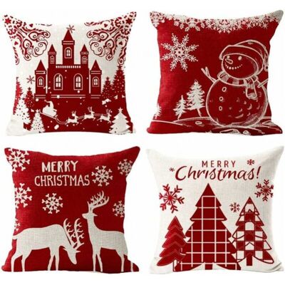 OEM Housses De Coussin Joyeux Noël Lot De 4 En Coton Et Lin Taie D'Oreiller L'Hiver Noël Wapiti Chateau Bonhomme De Neige Modèle Décoration Pour Canapé Chambre Maison 45 X 45 Cm - Publicité OEM Housses De Coussin Joyeux Noël Lot De 4 En Coton Et Lin Taie D'Oreiller L'Hiver Noël Wapiti Chateau Bonhomme De Neige Modèle Décoration Pour Canapé Chambre Maison 45 X 45 Cm - Publicité