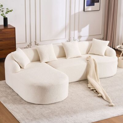 ACKERMAN Canapé Modulaire Incurvé (curved) – Chaise Longue Gauche + Canapé 2 Places, En Forme De L, Revêtement En Chenille, Sans Montage, Confortable Et Élégant Pour Salon, Appartement Et Bureau – Blanc Cassé - Publicité ACKERMAN Canapé Modulaire Incurvé (curved) – Chaise Longue Gauche + Canapé 2 Places, En Forme De L, Revêtement En Chenille, Sans Montage, Confortable Et Élégant Pour Salon, Appartement Et Bureau – Blanc Cassé - Publicité
