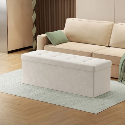 SONGMICS Banc De Rangement, Repose-pieds Pliable, 38 X 110 X 38 Cm, Coffre, Pouf, Pour Salon, Chambre, Entrée, Blanc Crème - Publicité SONGMICS Banc De Rangement, Repose-pieds Pliable, 38 X 110 X 38 Cm, Coffre, Pouf, Pour Salon, Chambre, Entrée, Blanc Crème - Publicité