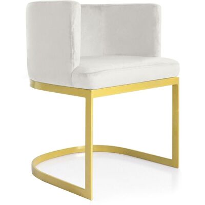 MENZZO Chaise / Fauteuil Noellie Velours Blanc Pieds Or - Publicité MENZZO Chaise / Fauteuil Noellie Velours Blanc Pieds Or - Publicité