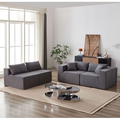 ACKERMAN Canapé D'Angle Modulaire En Velours Côtelé De 264 Cm (104 Pouces), Ensemble De Canapé De Sol De Luxe, Mobilier D'Intérieur Rembourré, Canapé Compressé En Mousse Pour Salon Et Chambre, 4 Pièces À Combi - Publicité ACKERMAN Canapé D'Angle Modulaire En Velours Côtelé De 264 Cm (104 Pouces), Ensemble De Canapé De Sol De Luxe, Mobilier D'Intérieur Rembourré, Canapé Compressé En Mousse Pour Salon Et Chambre, 4 Pièces À Combi - Publicité