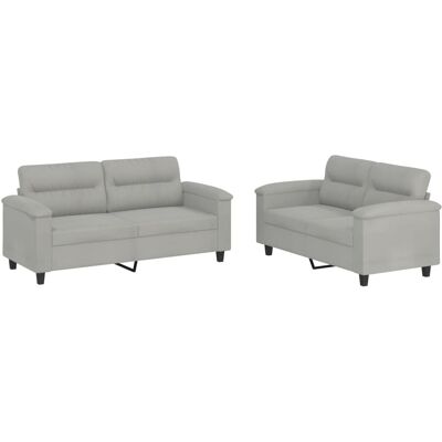 Maison Exclusive - Ensemble De Canapés 2 Pcs Coussins Gris Clair Tissu Microfibre - Publicité Maison Exclusive - Ensemble De Canapés 2 Pcs Coussins Gris Clair Tissu Microfibre - Publicité