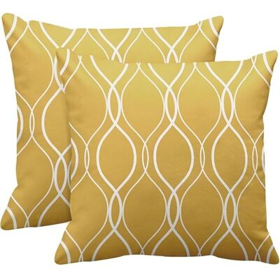 OEM Lot De 2 Housses De Coussin Carrées, Lignes Blanches Et Jaunes 45x45cm, Décoration Moderne Pour Salon, Canapé Et Extérieur - Publicité OEM Lot De 2 Housses De Coussin Carrées, Lignes Blanches Et Jaunes 45x45cm, Décoration Moderne Pour Salon, Canapé Et Extérieur - Publicité