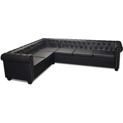 DESIGN IN Canapé Sofa D'Angle Chesterfield 6 Places Cuir Synthétique Noir - Publicité DESIGN IN Canapé Sofa D'Angle Chesterfield 6 Places Cuir Synthétique Noir - Publicité