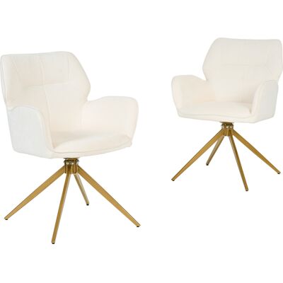 DEVOKO Fauteuil Pivotant (ensemble De 2), Avec Pieds Métalliques, Fauteuil De Loisir, Tissu Velouté, Blanc Crème - Publicité DEVOKO Fauteuil Pivotant (ensemble De 2), Avec Pieds Métalliques, Fauteuil De Loisir, Tissu Velouté, Blanc Crème - Publicité