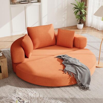 NMONET Canapé Convertible Lit Pliant, Canapé Modulaire Ronde Sans Armature Avec Coussins, Gain De Place En Velours Côtelé, Moderne, Orange - Publicité NMONET Canapé Convertible Lit Pliant, Canapé Modulaire Ronde Sans Armature Avec Coussins, Gain De Place En Velours Côtelé, Moderne, Orange - Publicité