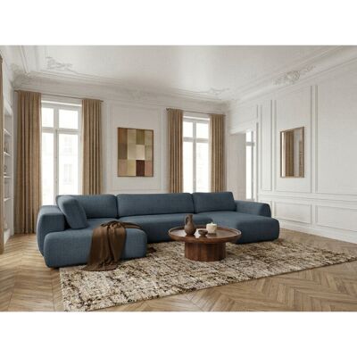 Bobochic - Canapé Panoramique Convertible Coffre Denise Tissu Texturé Angle Droit Bleu Foncé - Publicité Bobochic - Canapé Panoramique Convertible Coffre Denise Tissu Texturé Angle Droit Bleu Foncé - Publicité