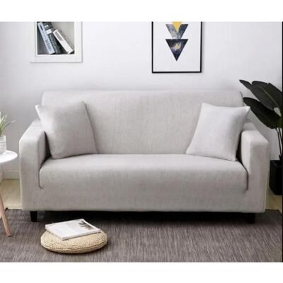 OEM 1 Housse De Canapé 4 Places, Extensible Avec Accoudoirs, Gris Clair, Pour Longueur 235-300 Cm, Usage Salon Ou Séjour - Publicité OEM 1 Housse De Canapé 4 Places, Extensible Avec Accoudoirs, Gris Clair, Pour Longueur 235-300 Cm, Usage Salon Ou Séjour - Publicité
